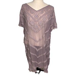 Sundance Cover up swim mesh embroidery lace lavender plum women's large  106205